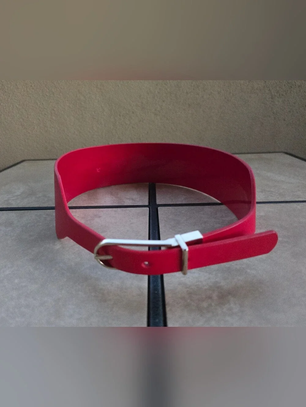 White House Black Market Vibrant Red REVERSIBLE Wide Belt With Goldtone Hardware